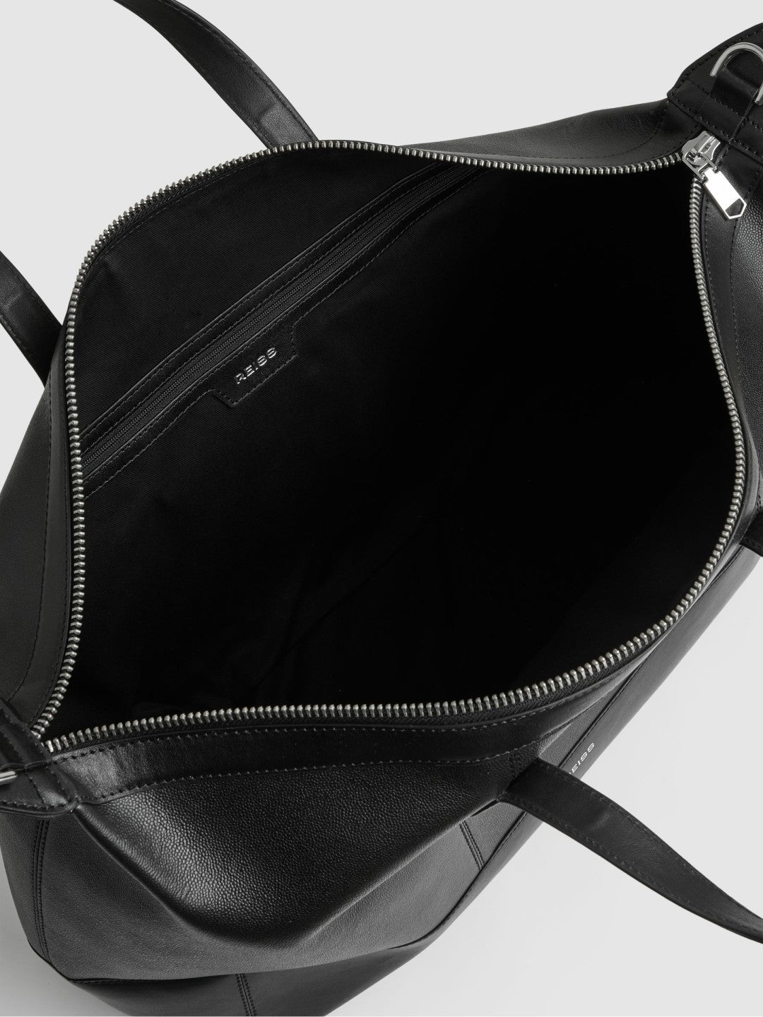 Micro-Grain Leather Holdall in Black | Reiss Men Recommended