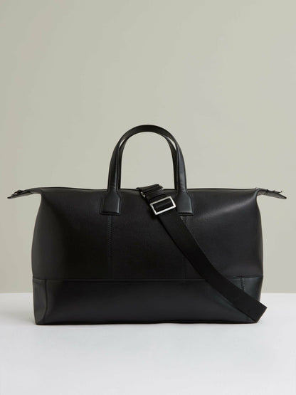 Micro-Grain Leather Holdall in Black | Reiss Men Recommended
