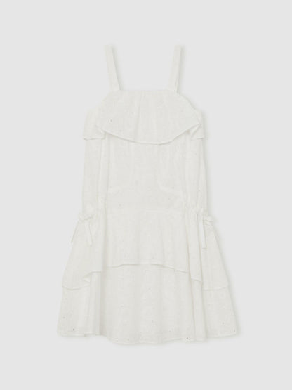 13-14 yrs SmileyWorld Broderie Logo Dress in Ivory | Reiss Children & Baby Signature