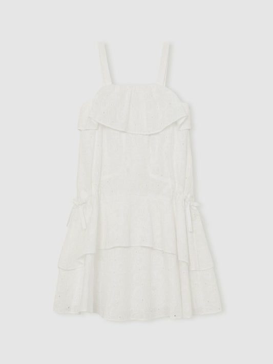 13-14 yrs SmileyWorld Broderie Logo Dress in Ivory | Reiss Children & Baby Signature