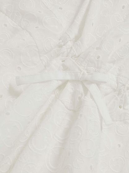 13-14 yrs SmileyWorld Broderie Logo Dress in Ivory | Reiss Children & Baby Signature