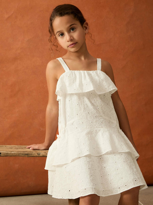 9-13 yrs SmileyWorld Broderie Logo Dress in Ivory | Reiss Children & Baby Popular