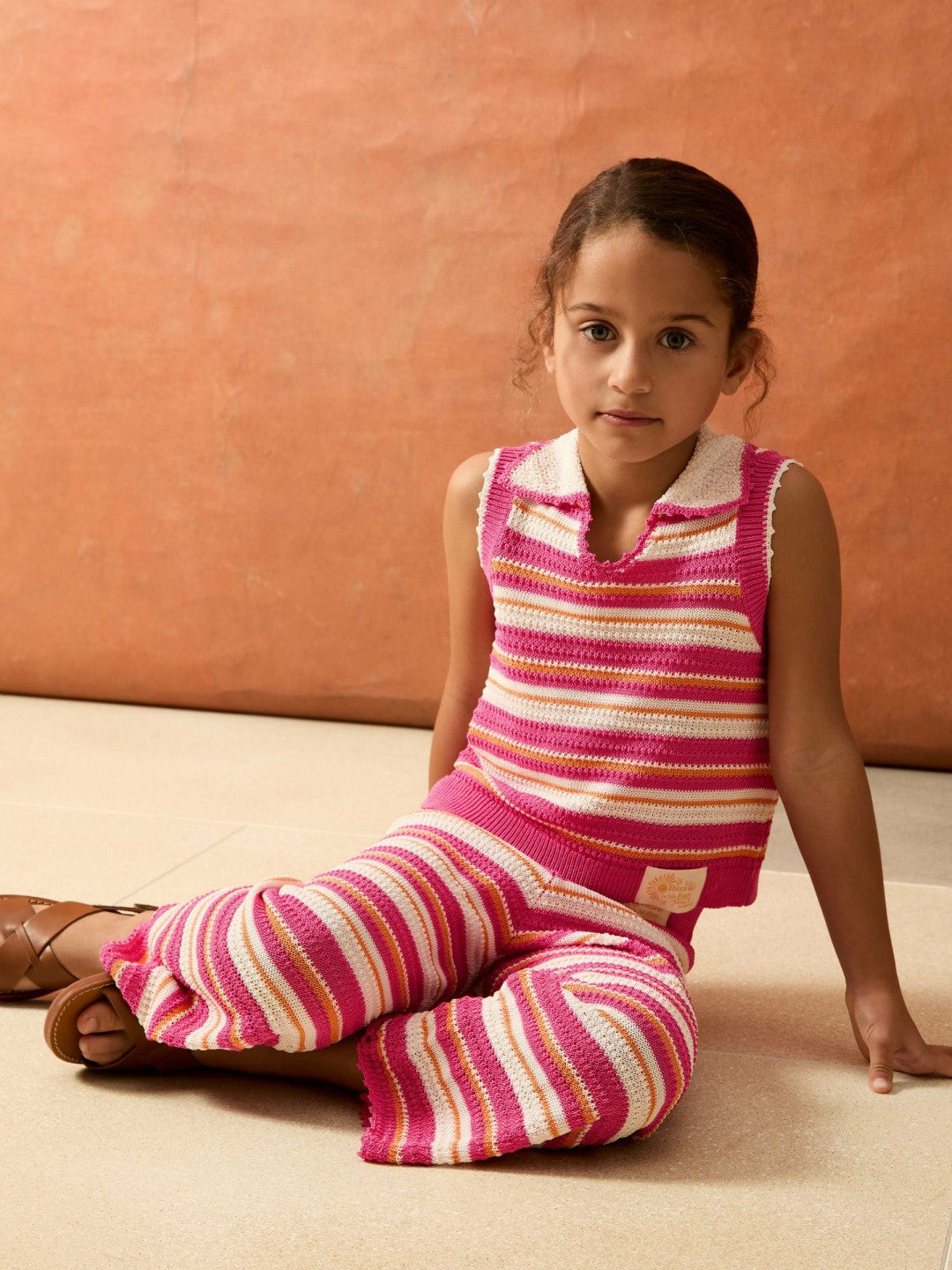9-13 yrs SmileyWorld Stripe Knit Trousers in Pink | Reiss Children & Baby Best Seller