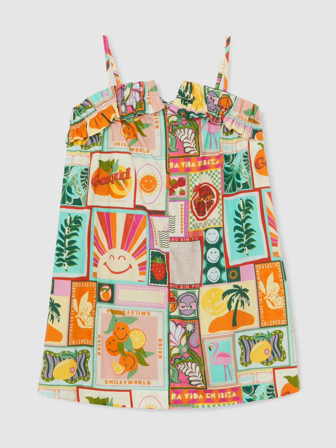 4-9 yrs SmileyWorld Motif-Print Dress in Multi | Reiss Children & Baby Exclusive