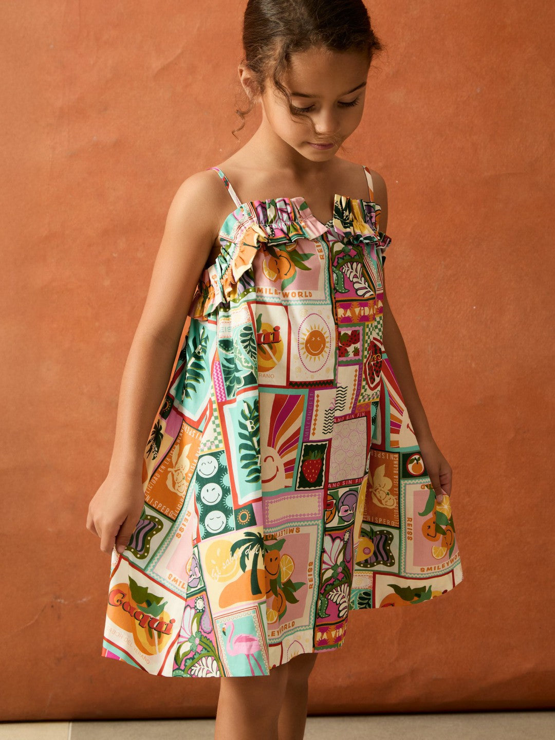 4-9 yrs SmileyWorld Motif-Print Dress in Multi | Reiss Children & Baby Exclusive
