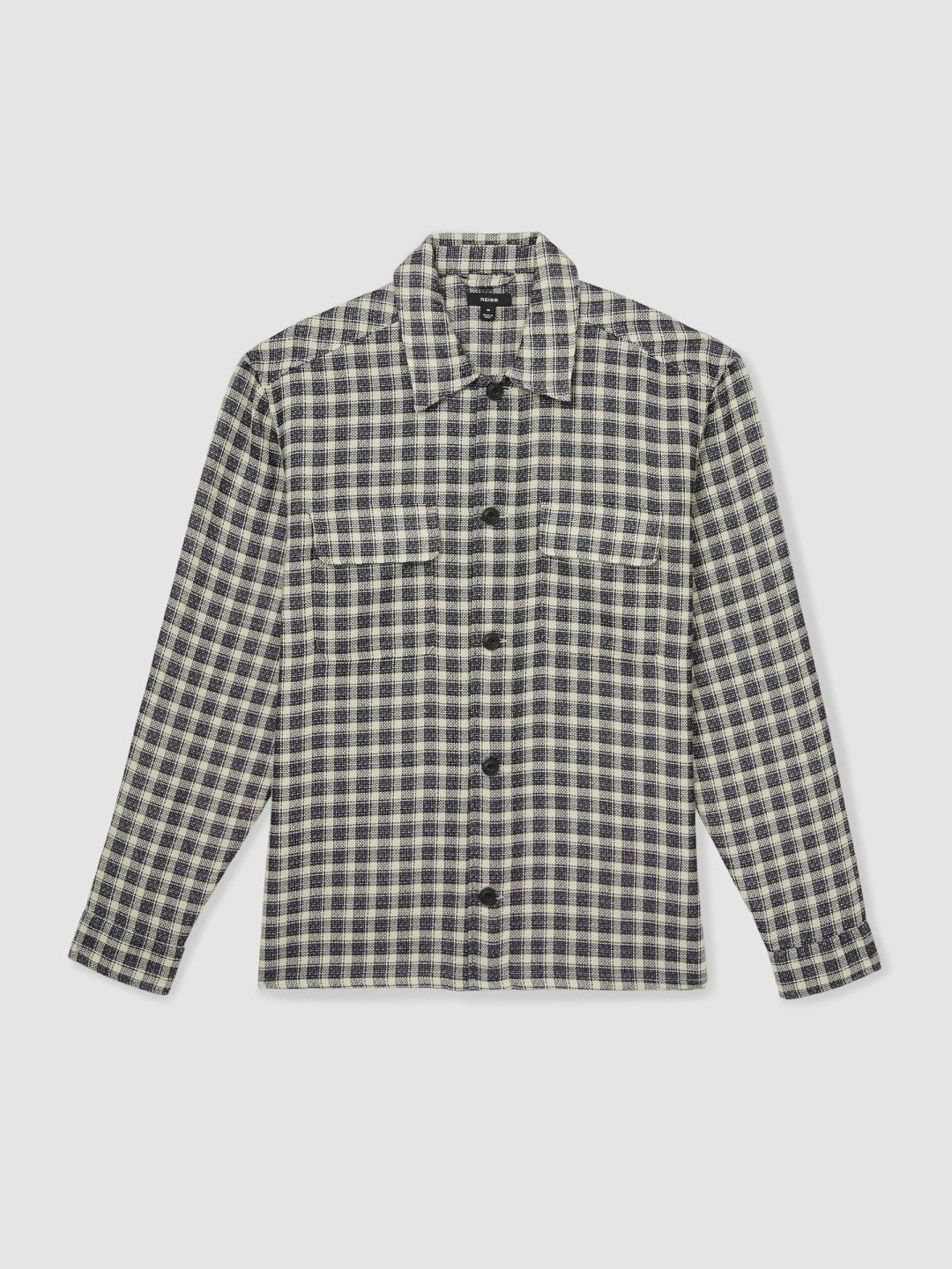 Woven Check Twin Pocket Overshirt in Navy/White | Reiss Men Popular