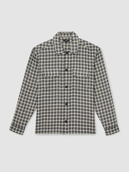 Woven Check Twin Pocket Overshirt in Navy/White | Reiss Men Popular