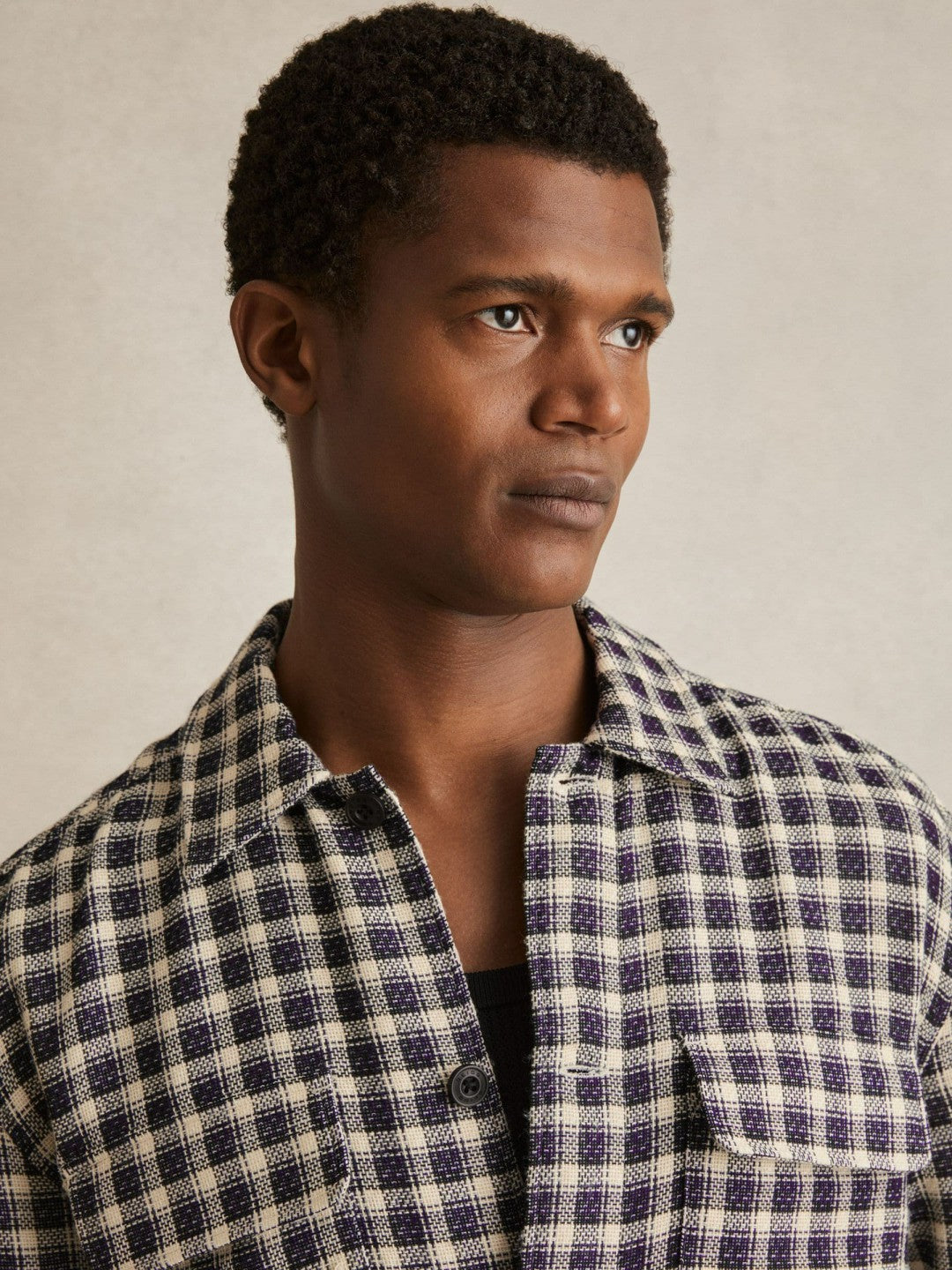 Woven Check Twin Pocket Overshirt in Navy/White | Reiss Men Popular