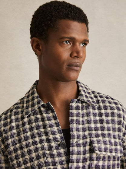 Woven Check Twin Pocket Overshirt in Navy/White | Reiss Men Popular