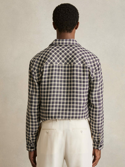 Woven Check Twin Pocket Overshirt in Navy/White | Reiss Men Popular
