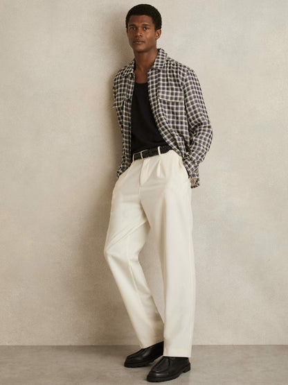 Woven Check Twin Pocket Overshirt in Navy/White | Reiss Men Popular