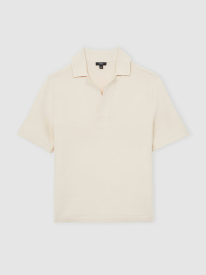 Oversize Textured Polo Shirt Cotton-Blend in Off White | Reiss Men Popular