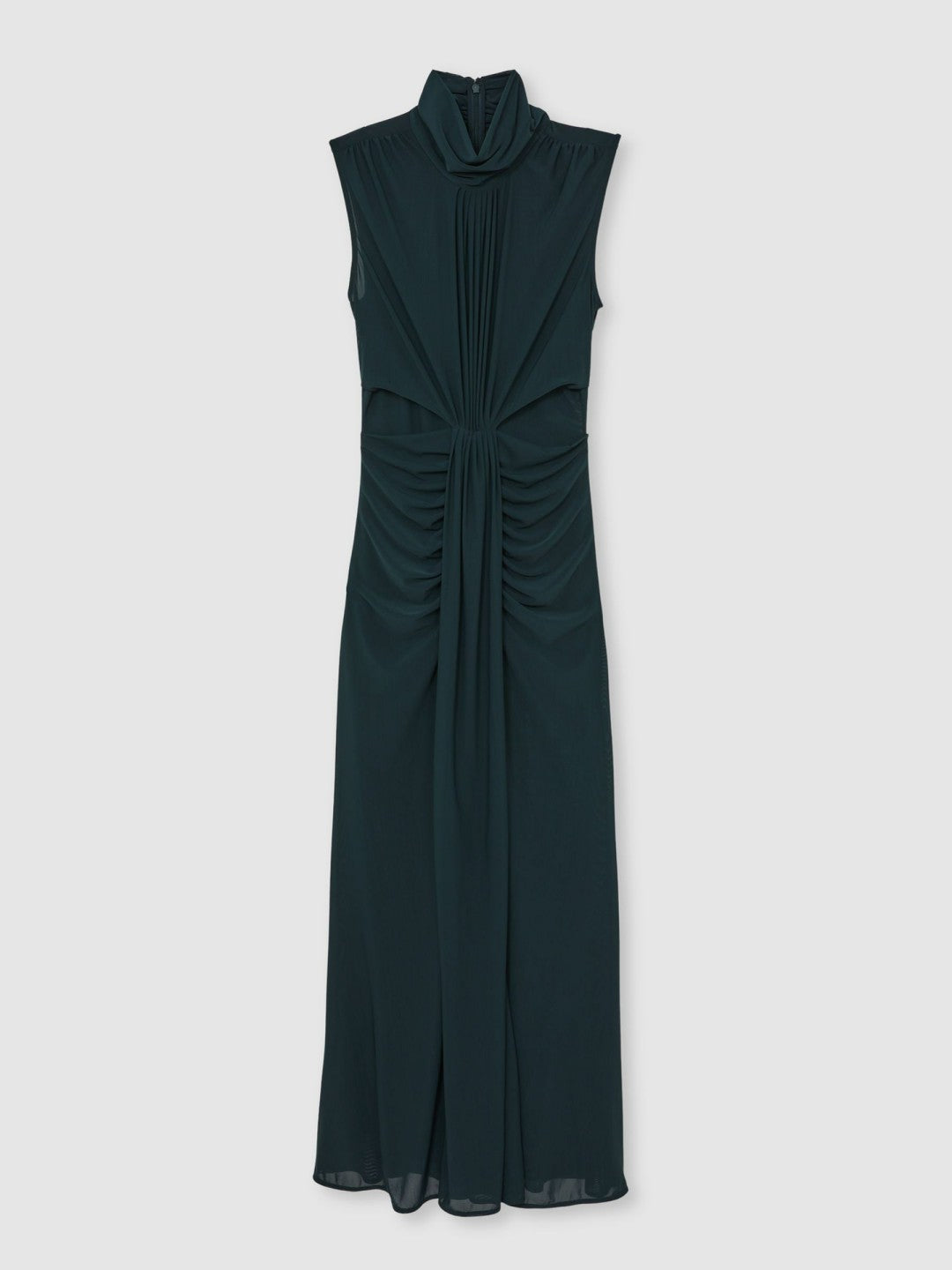 Sheer Ruched Maxi Dress in Teal | Reiss Women Recommended