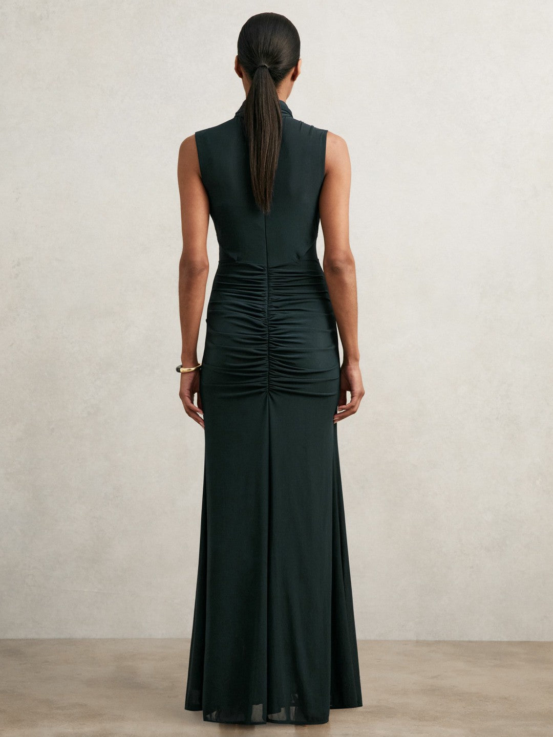 Sheer Ruched Maxi Dress in Teal | Reiss Women Recommended
