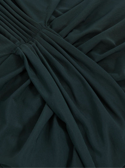 Sheer Ruched Maxi Dress in Teal | Reiss Women Recommended