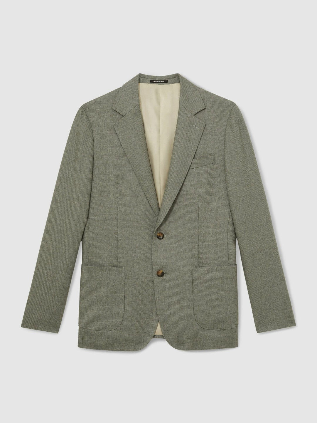 Wool-Blend Single-Breasted Blazer Slim-Fit in Sage Green | Reiss Men New