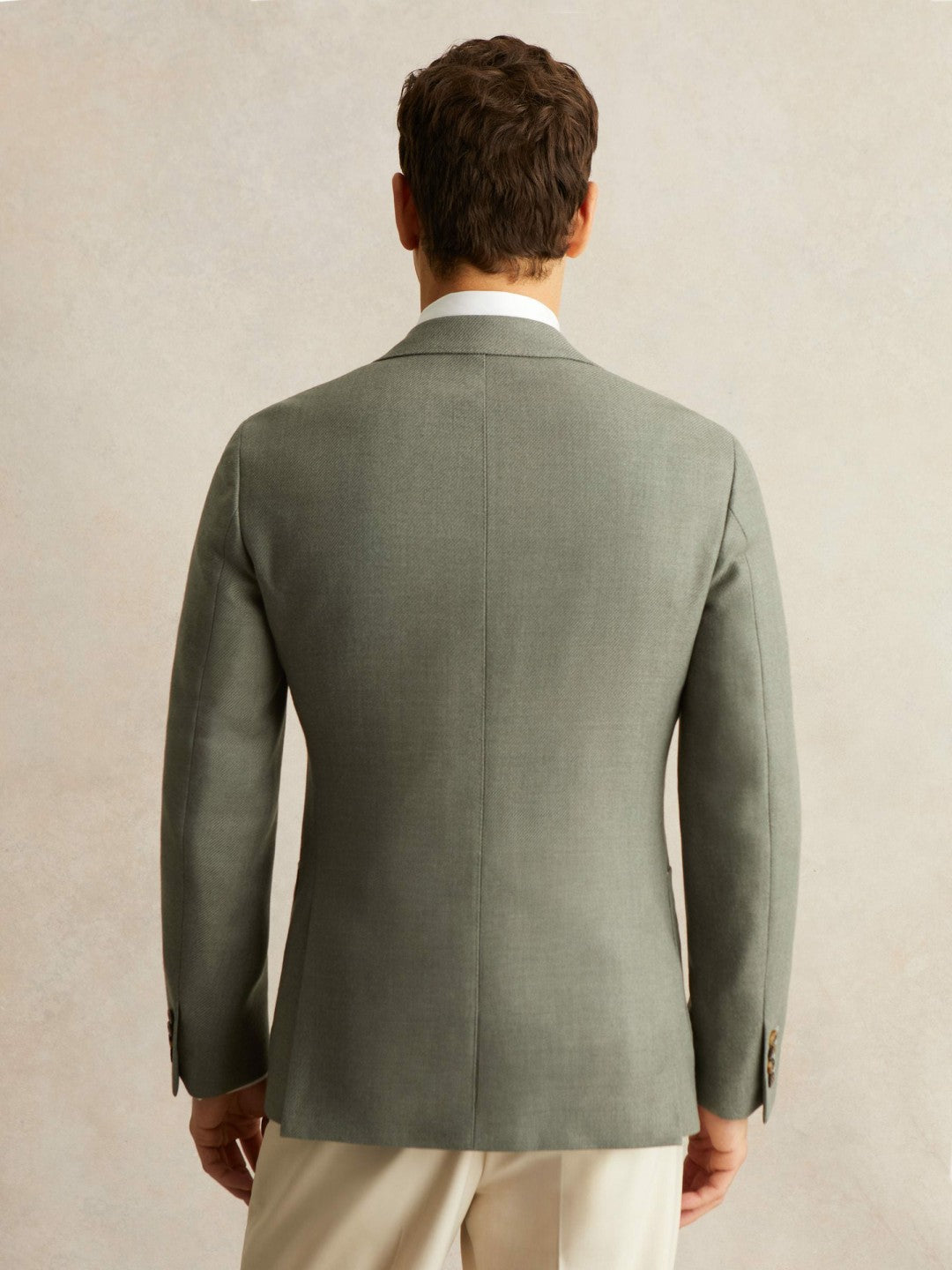 Wool-Blend Single-Breasted Blazer Slim-Fit in Sage Green | Reiss Men New