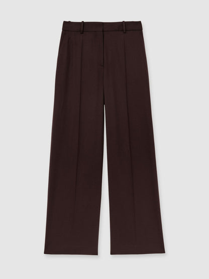 Petite Wool-Blend Wide-Leg Suit Trousers in Aubergine | Reiss Women Premium