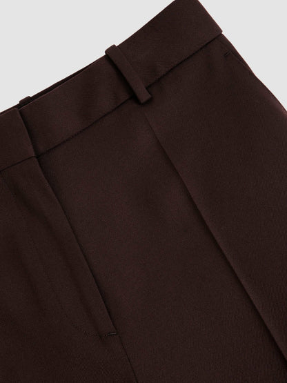 Petite Wool-Blend Wide-Leg Suit Trousers in Aubergine | Reiss Women Premium