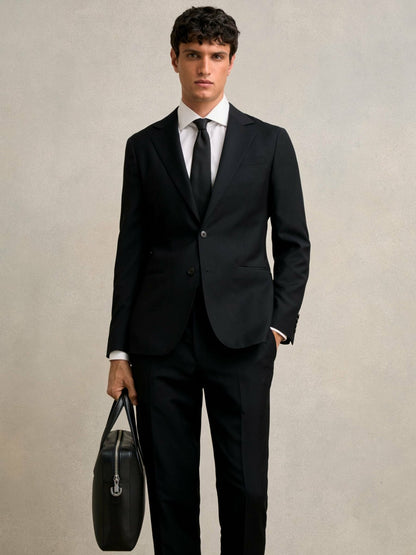 Micro-Grain Leather Briefcase in Black | Reiss Men Featured