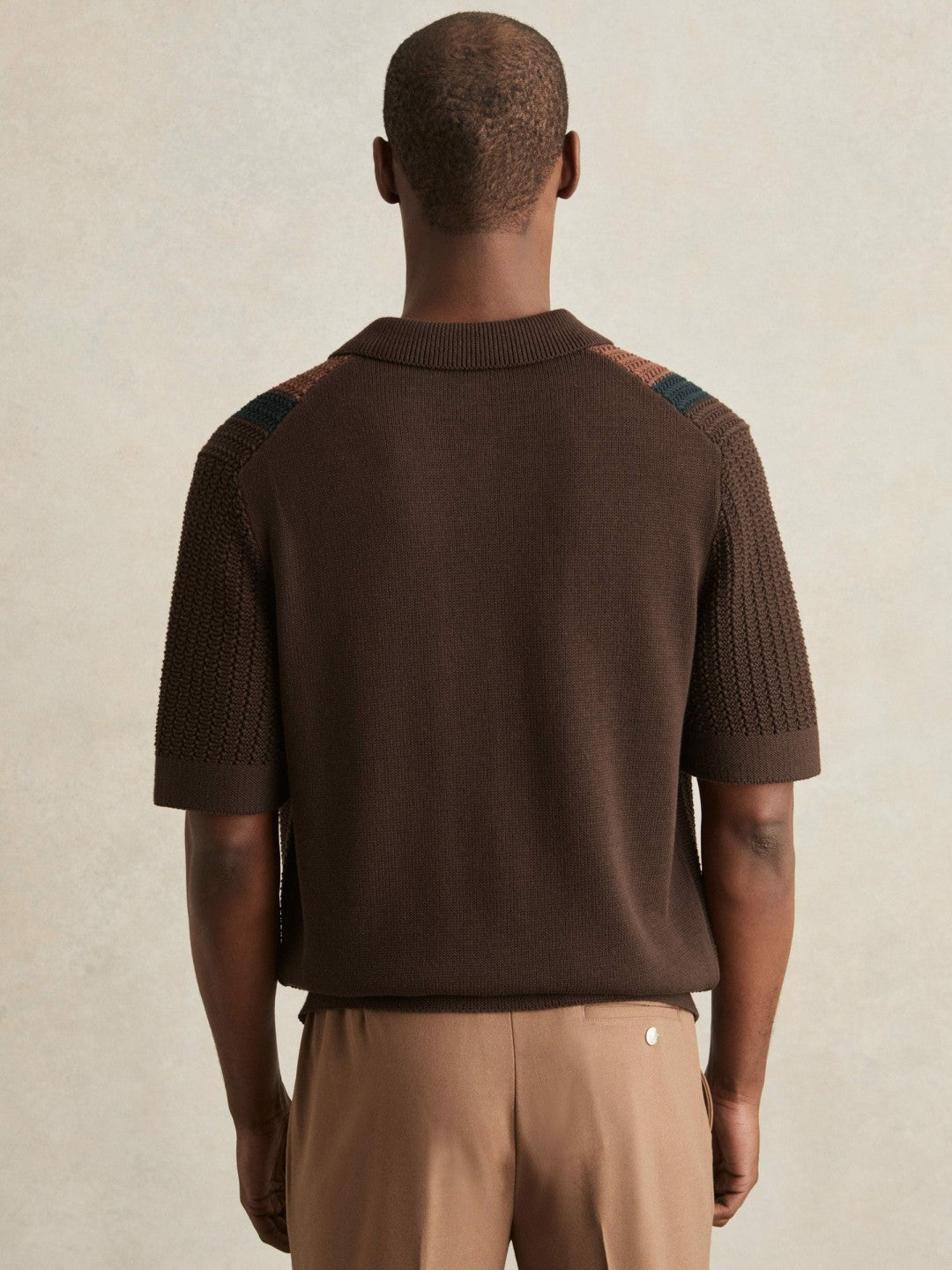 Cotton Textured-Knit Stripe Shirt in Brown Multi | Reiss Men New