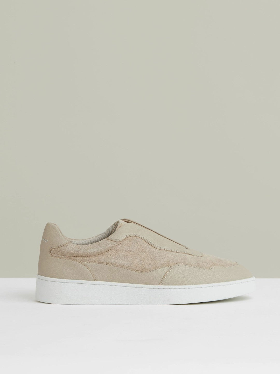 Leather Elasticated-Lace Trainers in Ecru | Reiss Men Exclusive