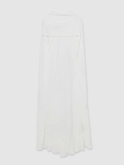 Crepe Cape Maxi Dress in White | Reiss Women Signature