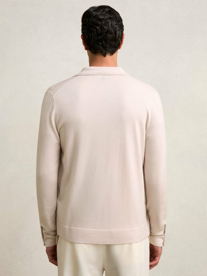 Merino Wool Button-Through Cardigan in Beige | Reiss Men Recommended