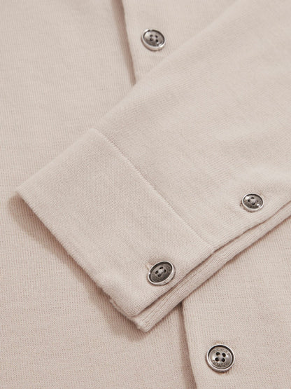 Merino Wool Button-Through Cardigan in Beige | Reiss Men Recommended