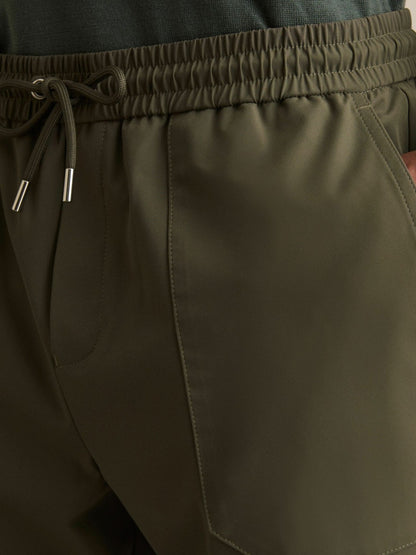 Drawstring Technical Cuffed Trousers in Green | Reiss Men Exclusive