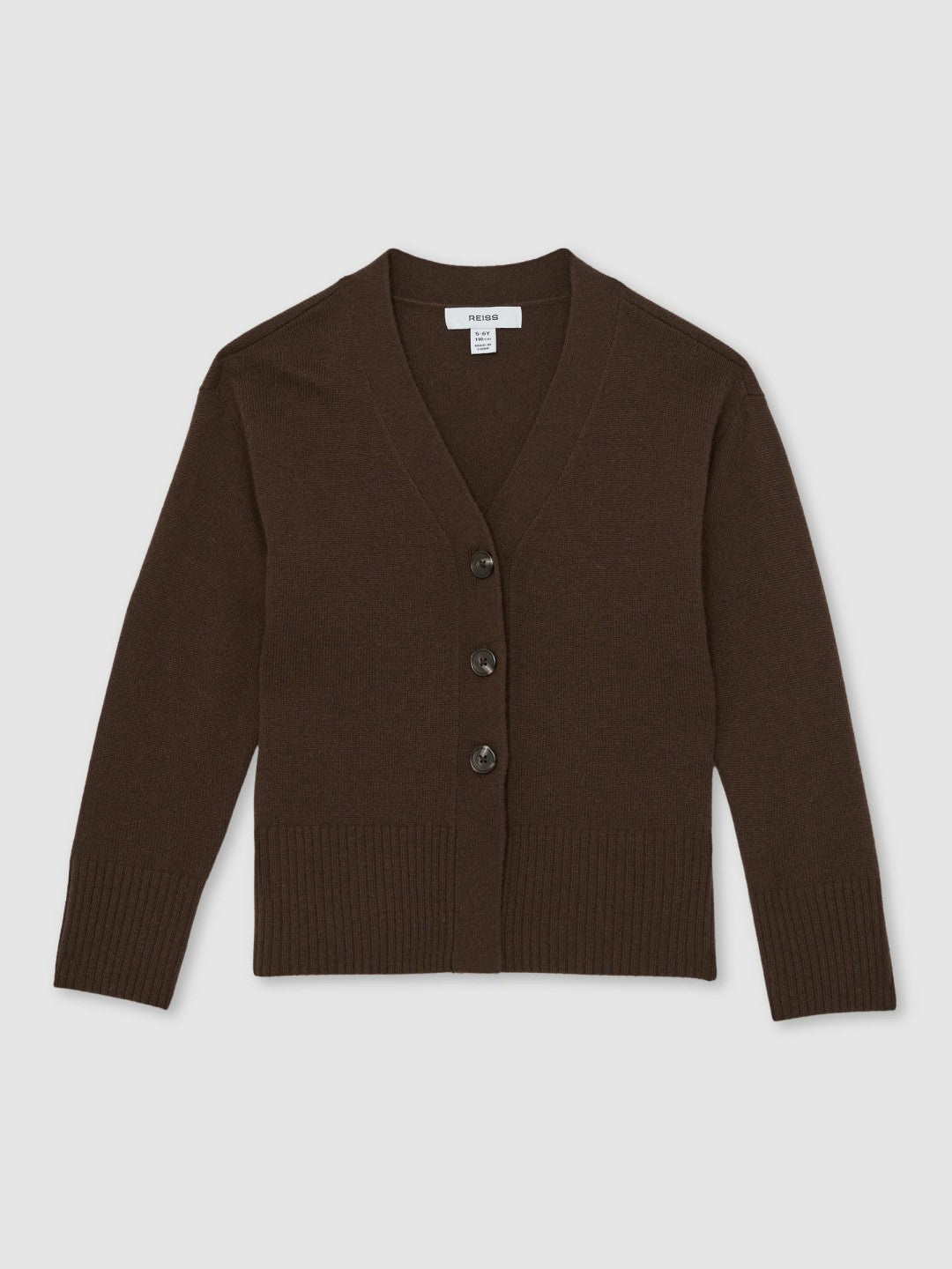 13-14 yrs Wool-Blend Fitted Cardigan With Cashmere in Brown | Reiss Children & Baby Trending
