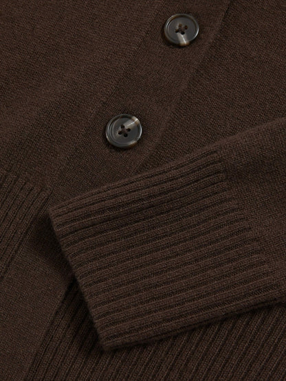 13-14 yrs Wool-Blend Fitted Cardigan With Cashmere in Brown | Reiss Children & Baby Trending
