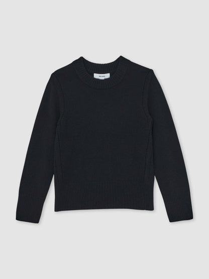 9-13 yrs Wool-Blend Open-Stitch Jumper with Cashmere in Navy | Reiss Children & Baby Premium