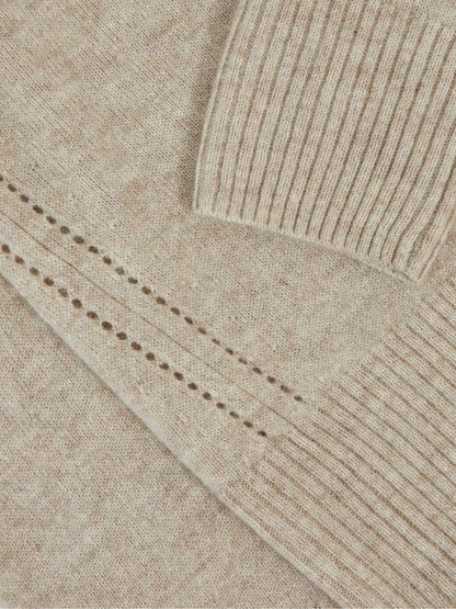 9-13 yrs Wool-Blend Open-Stitch Jumper with Cashmere in Oatmeal | Reiss Children & Baby Exclusive
