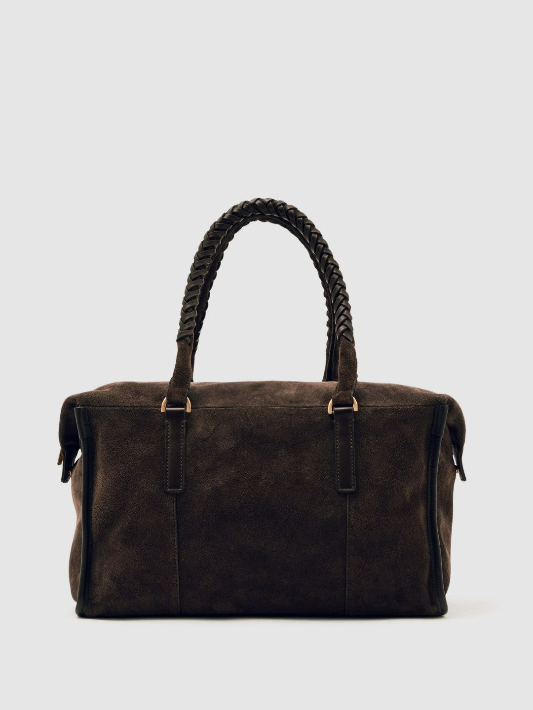 Suede Braided-Strap Bowling Bag in Chocolate | Reiss Women Premium