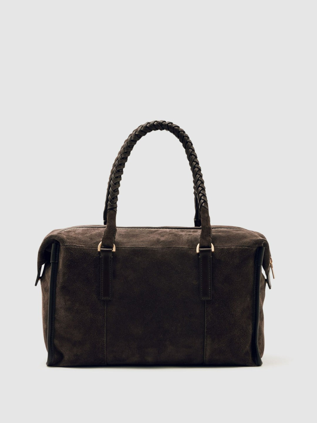 Suede Braided-Strap Bowling Bag in Chocolate | Reiss Women Premium