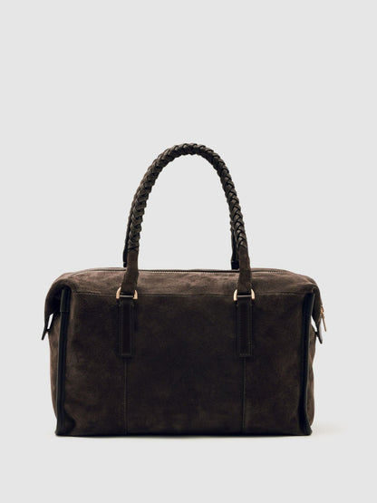 Suede Braided-Strap Bowling Bag in Chocolate | Reiss Women Premium