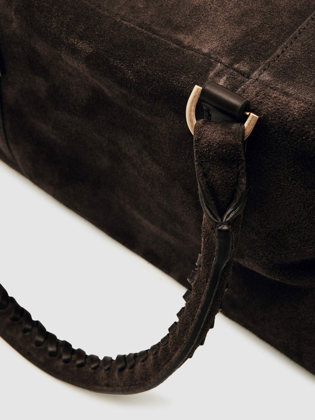 Suede Braided-Strap Bowling Bag in Chocolate | Reiss Women Premium