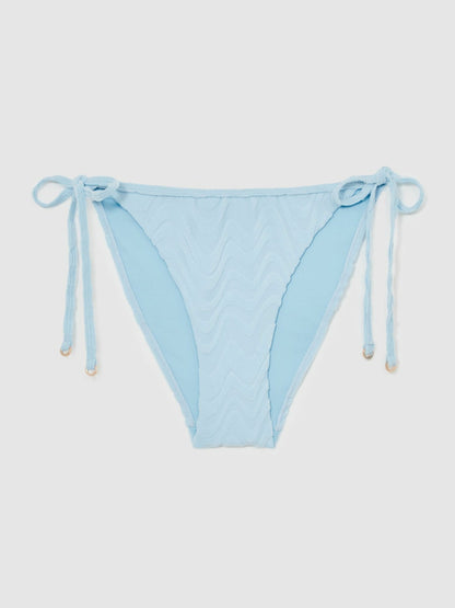 Textured Wave Bikini Bottoms in Blue | Reiss Women Signature
