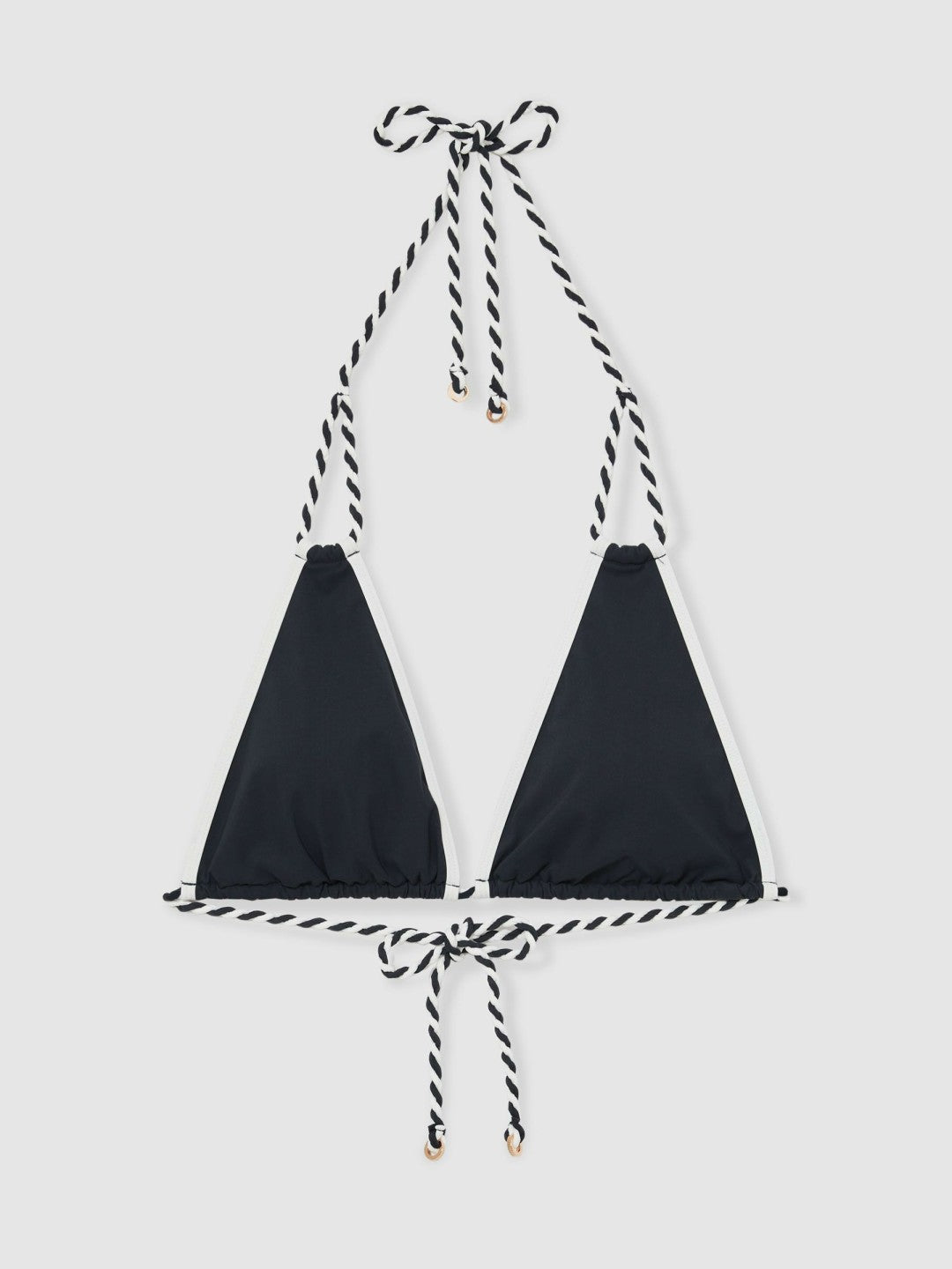 Triangle Twist-Strap Bikini Top in Navy/White | Reiss Women Recommended