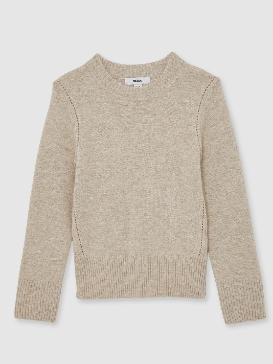 3-9 yrs Wool-Blend Open-Stitch Jumper with Cashmere in Oatmeal | Reiss Children & Baby Exclusive