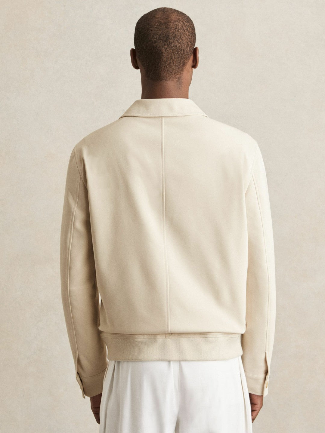 Cotton-Blend Button-Through Jacket in Light Stone | Reiss Men Premium