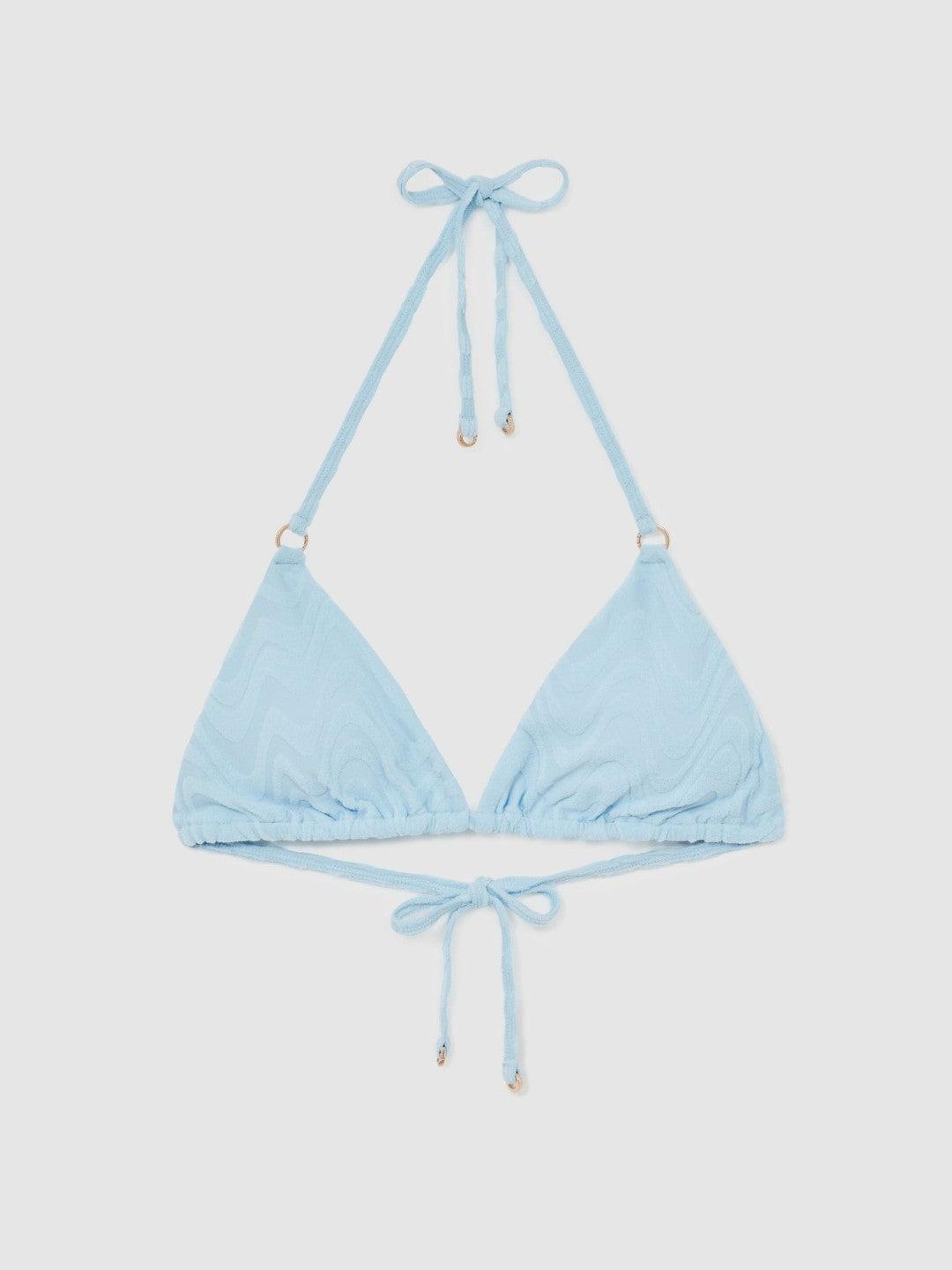 Textured Wave Triangle Bikini Top in Blue | Reiss Women Exclusive