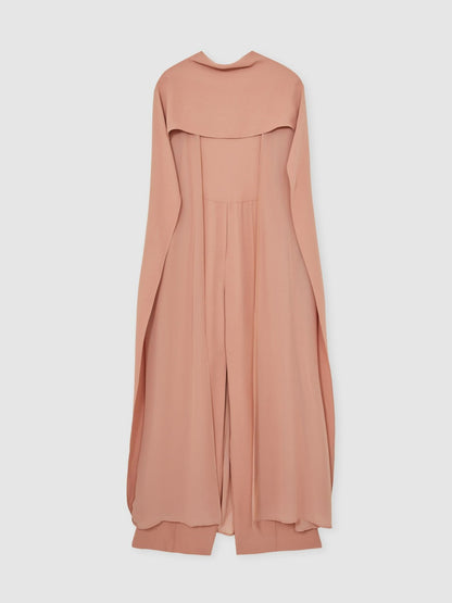 Wide-Leg Cape Jumpsuit in Pink | Reiss Women Recommended