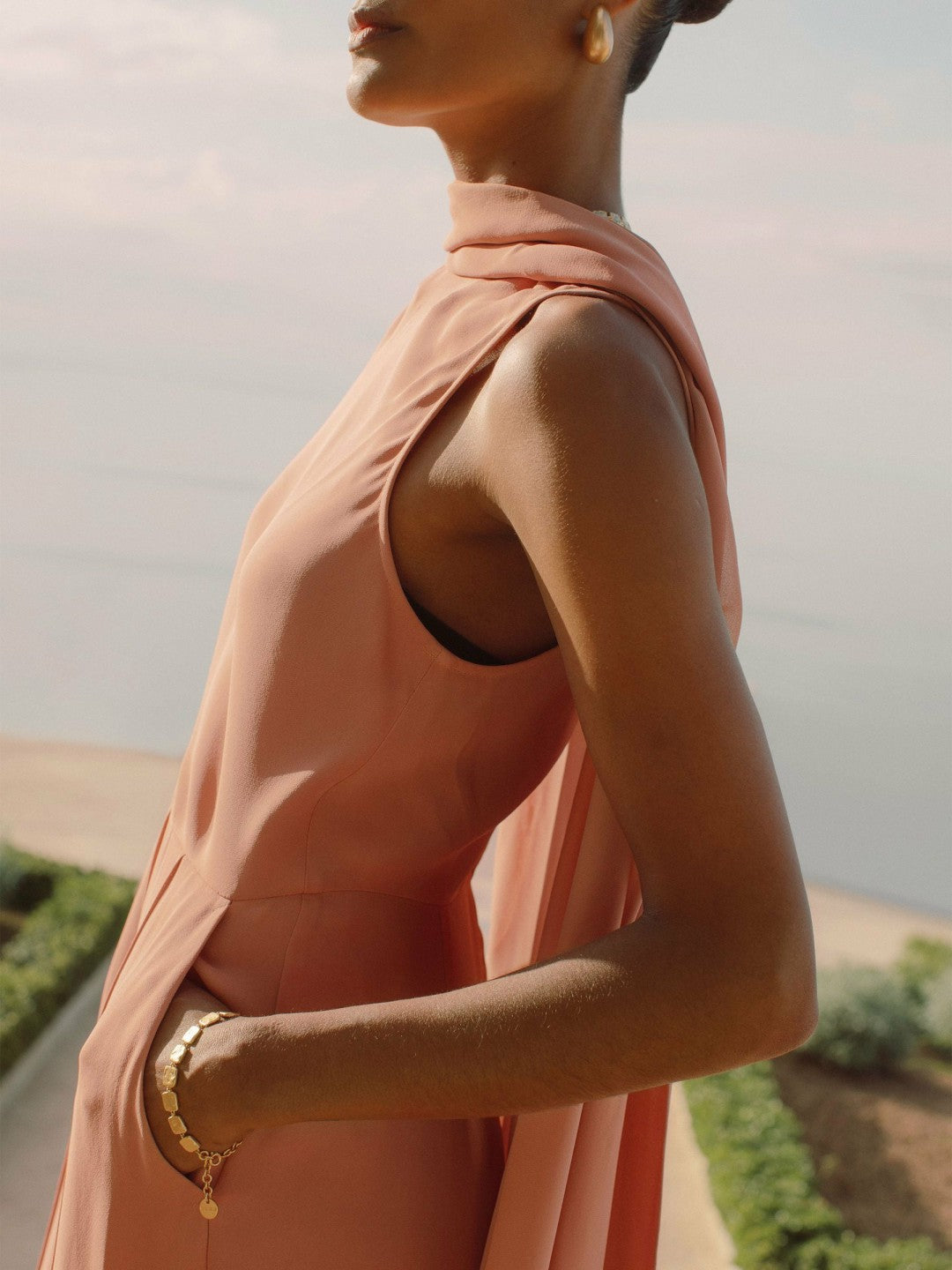 Wide-Leg Cape Jumpsuit in Pink | Reiss Women Recommended