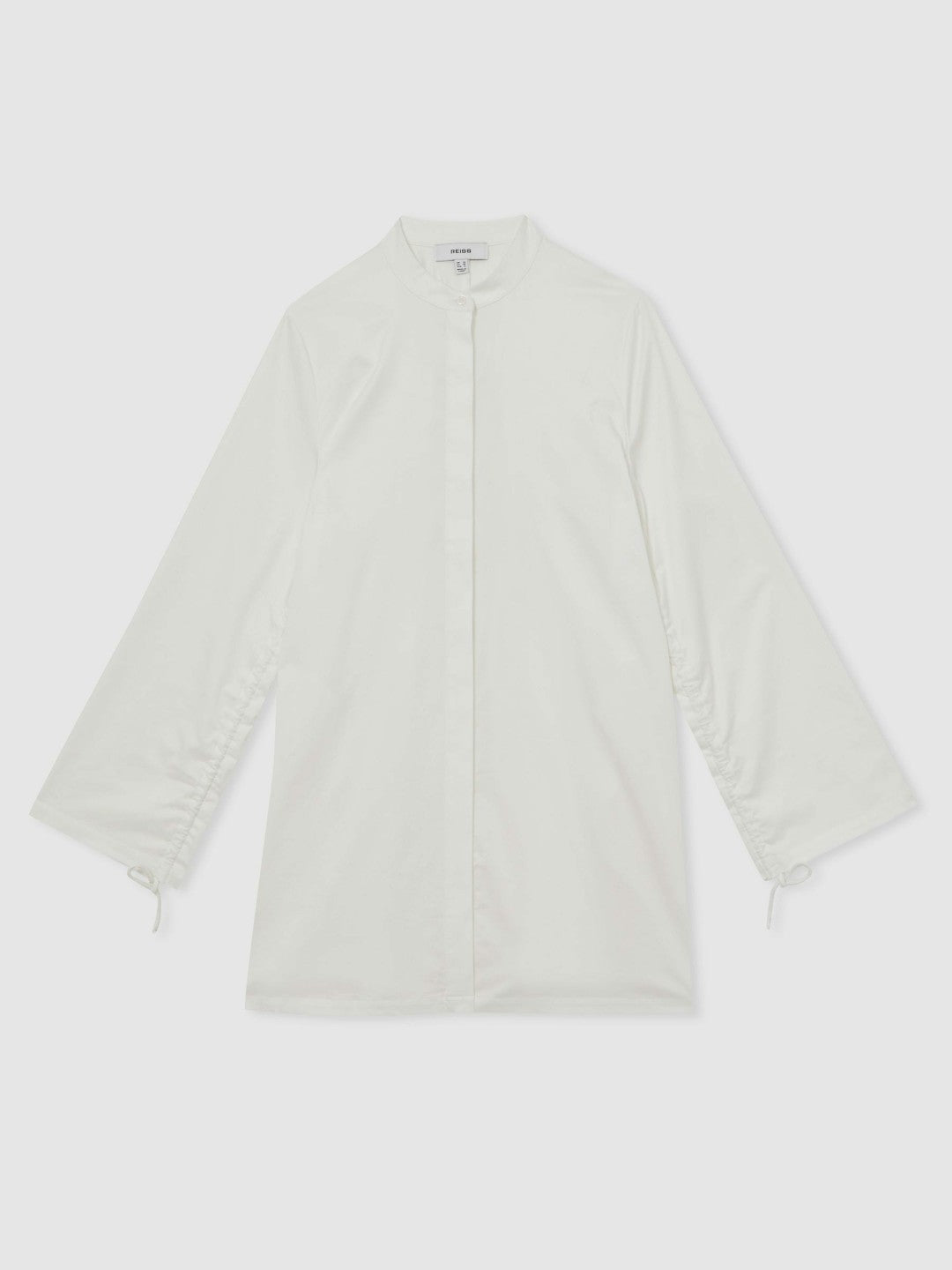 Cotton Gathered Cut-Out Shirt Dress with Stretch in Ivory | Reiss Women Signature