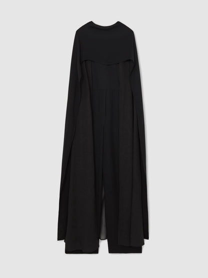 Wide-Leg Cape Jumpsuit in Black | Reiss Women Trending