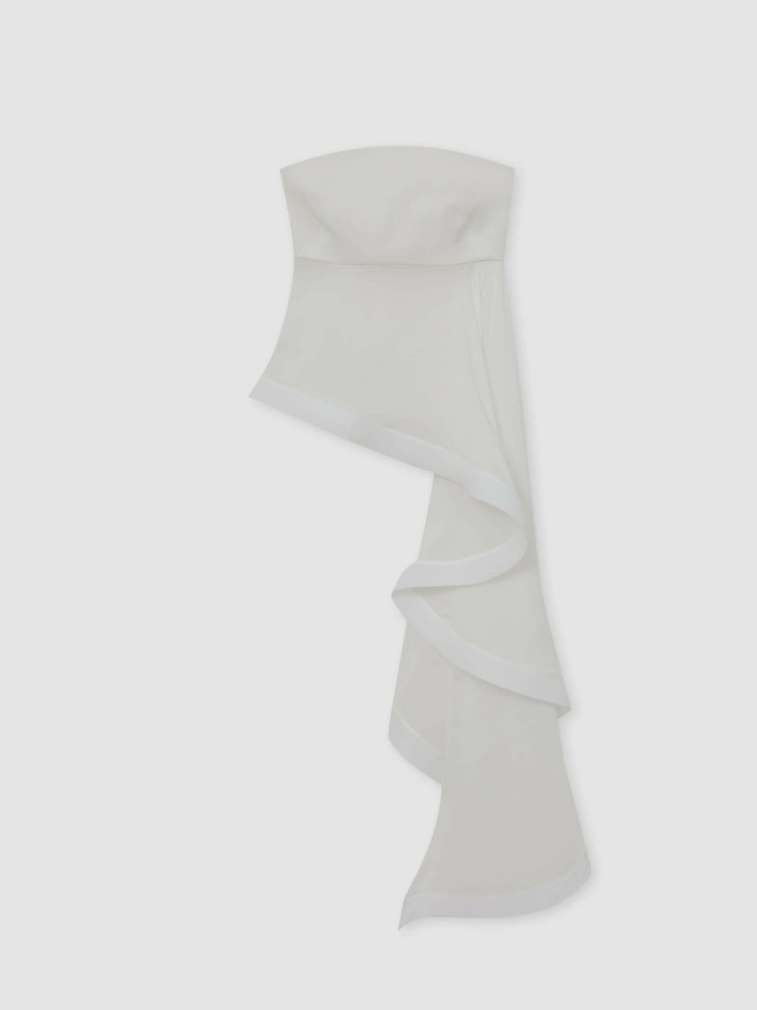 Silk Asymmetric-Ruffle Bandeau Top in Ivory | Reiss Women Premium