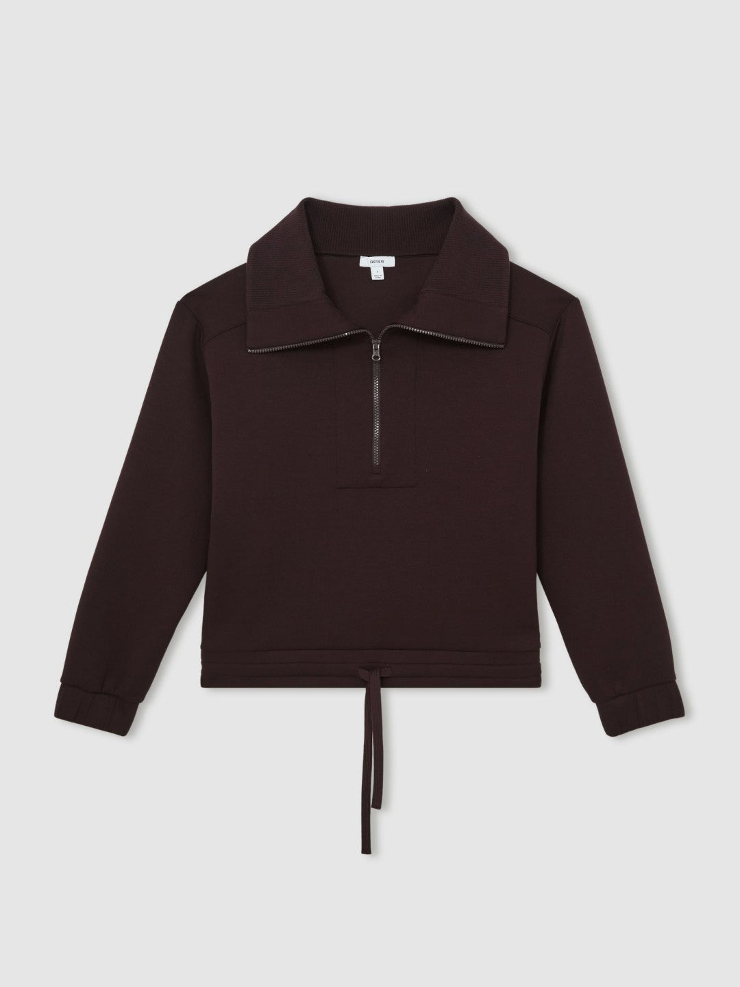 Interlock Half Zip Drawstring Hem Sweatshirt in Plum | Reiss Women Exclusive