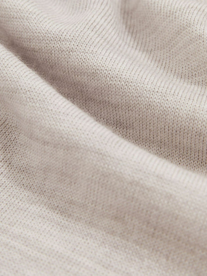 Merino Wool Open-Collar Polo Shirt in Wicker Brown Melange | Reiss Men New